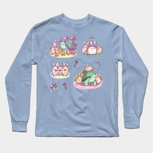 Cute bunnies and turtle with mushrooms sticker pack (get in medium or large) Long Sleeve T-Shirt